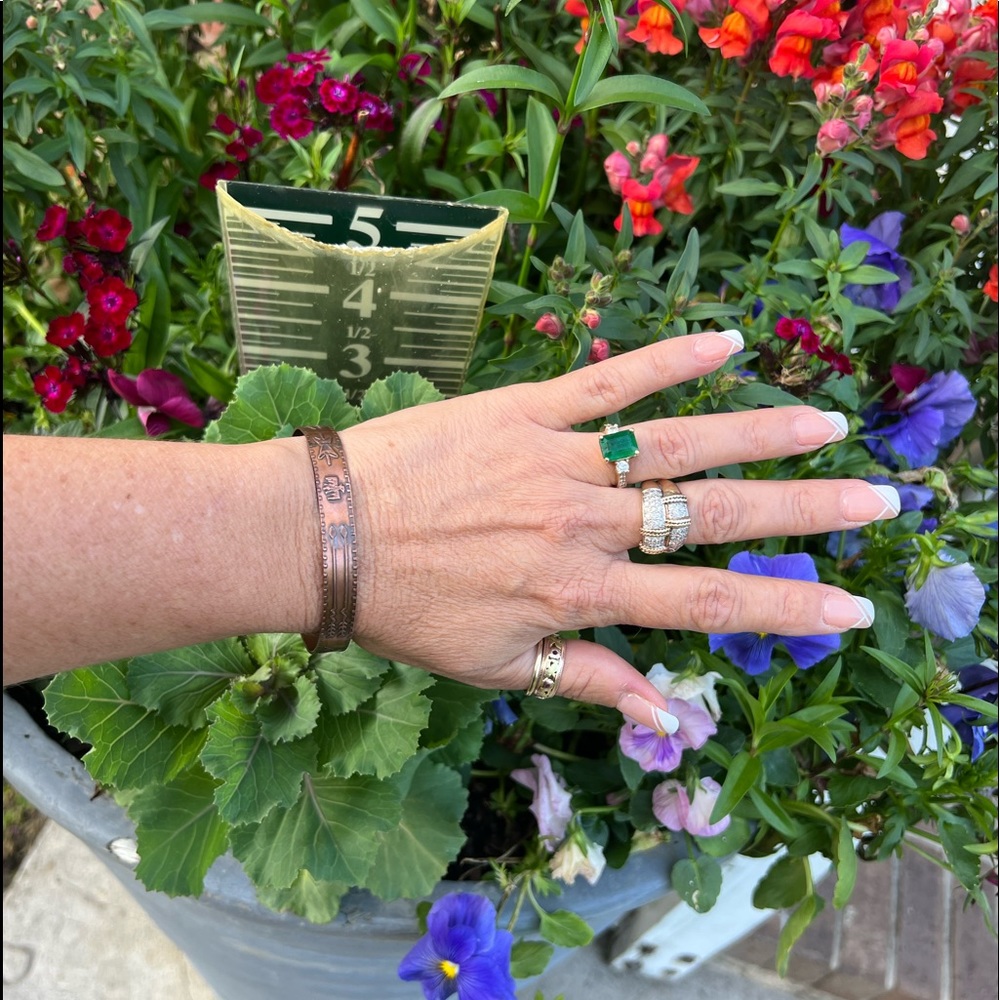 Vintage Native American Solid Copper Pictorial Ba… - image 3